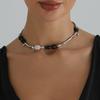 Vintage Bamboo Tube Metal Necklace Women Irregular Colorful Beaded Splicing Necklace Elegant Fashion Banquet Jewelry Accessories