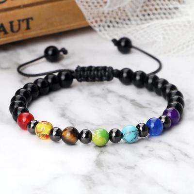 Bracelet Créatif Coloré Réglable en Perles de Cuivre avec Perles Mate de 6 mm