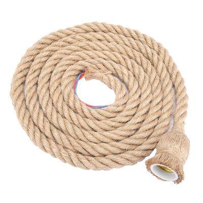 Suspension vintage en corde de chanvre, culot E27 de 1,5 m, pour lampe rétro, plafonnier (1 tête)