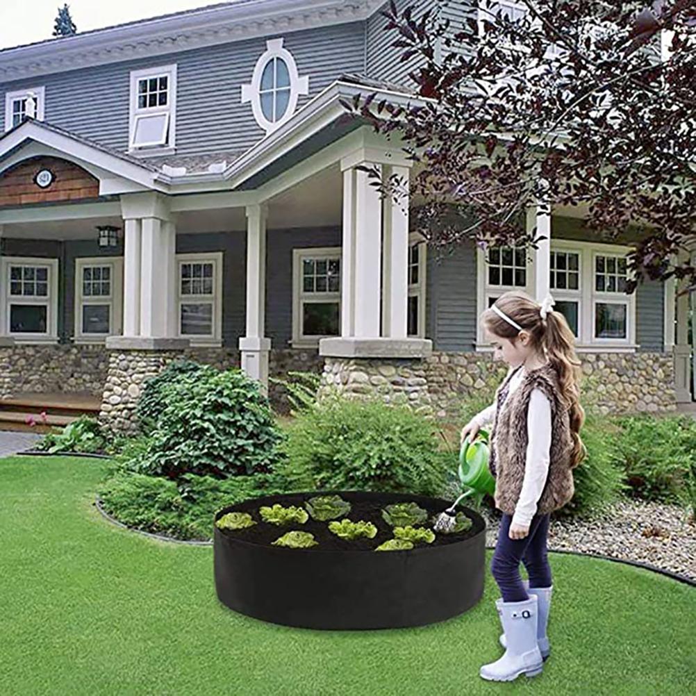 Black Round Felt Planting Pot Non woven Fabric Grow Bag for Garden Vegetable Potato 50x20cm