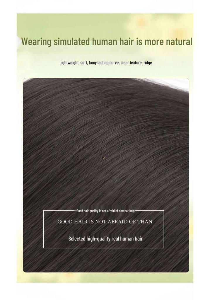 Natural Black Long Straight Wig with Bangs - Invisible Seamless Fit, Free Shipping