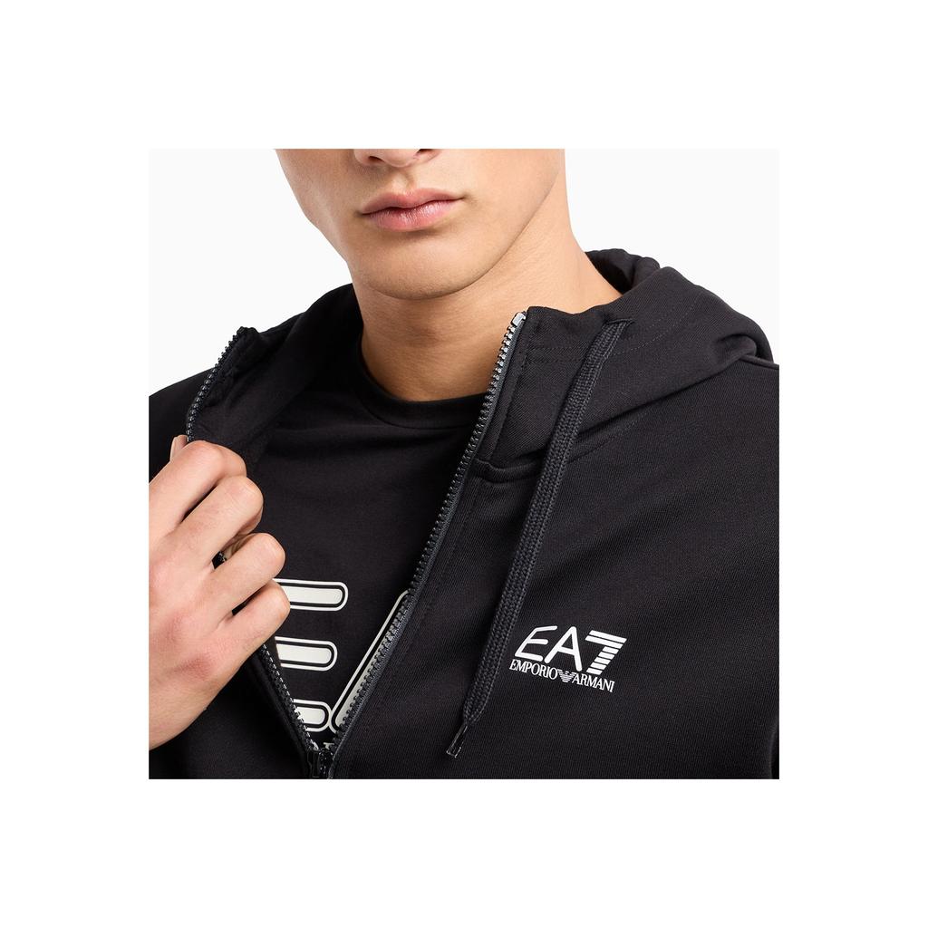 Emporio Armani EA7 FW24 Letter Logo Printed Hooded Zip Long Sleeve Casual Sports Suit Men suit Black 8NPV68-PJVTZ-1200