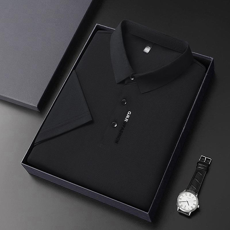 Men's Summer Ice Silk Short Sleeve Lapel T-Shirt - Versatile, Trendy, Cool, and Casual.