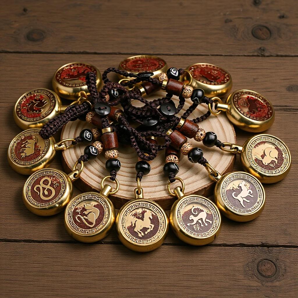 Brass Rotating Zodiac Keychain Pendant: Unisex Creative Handicraft