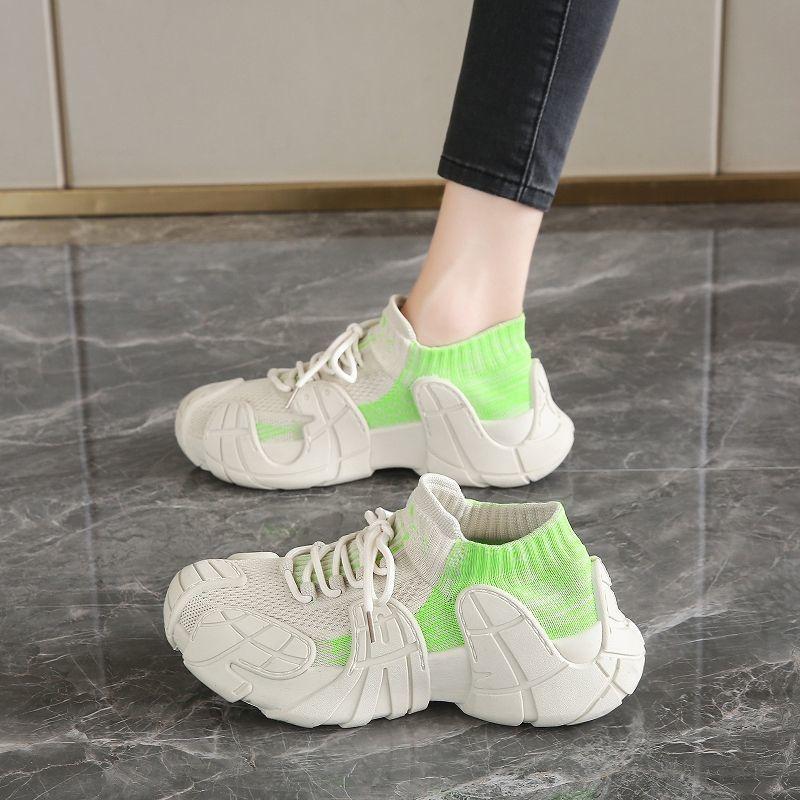Breathable fly-woven socks shoes women's shoes 2025 new coconut shoes platform-soled sports casual shoes soft-soled non-slip running shoes women