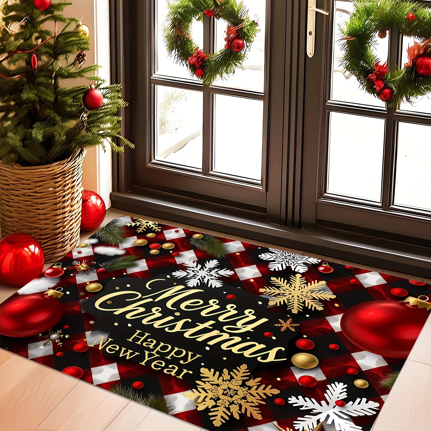 

1pc, Christmas, Christmas Gift Decoration Print, Extra Thick Doorway Rug, Country Style, Camper Design, Indoor/Outdoor RV Welcom 60x90cm