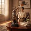 Bronze-Finish Lady Balance Decor Piece Classical for Office, Entryway