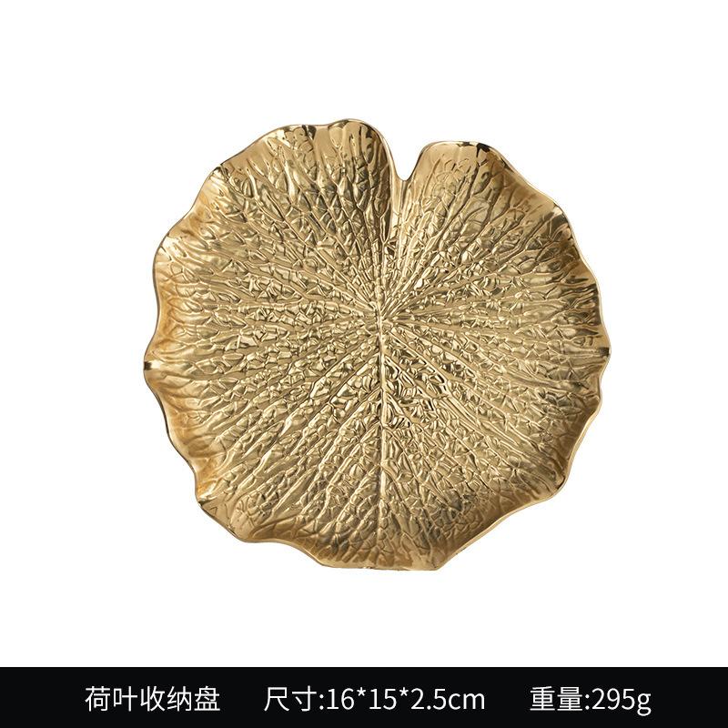 

European Light Luxury Tray Ornament Turtle Leaf Metal Jewelry Plate Fruit Plate Storage Plate, Living Room Creative Crafts