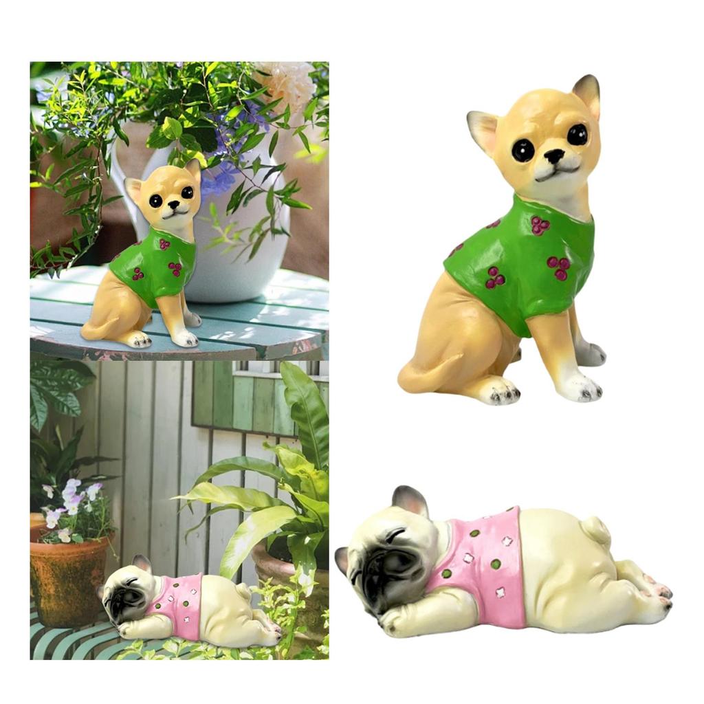 Dog Statue Animal Figurine Simulation Dog Model Resin Sculpture for Patio Lawn