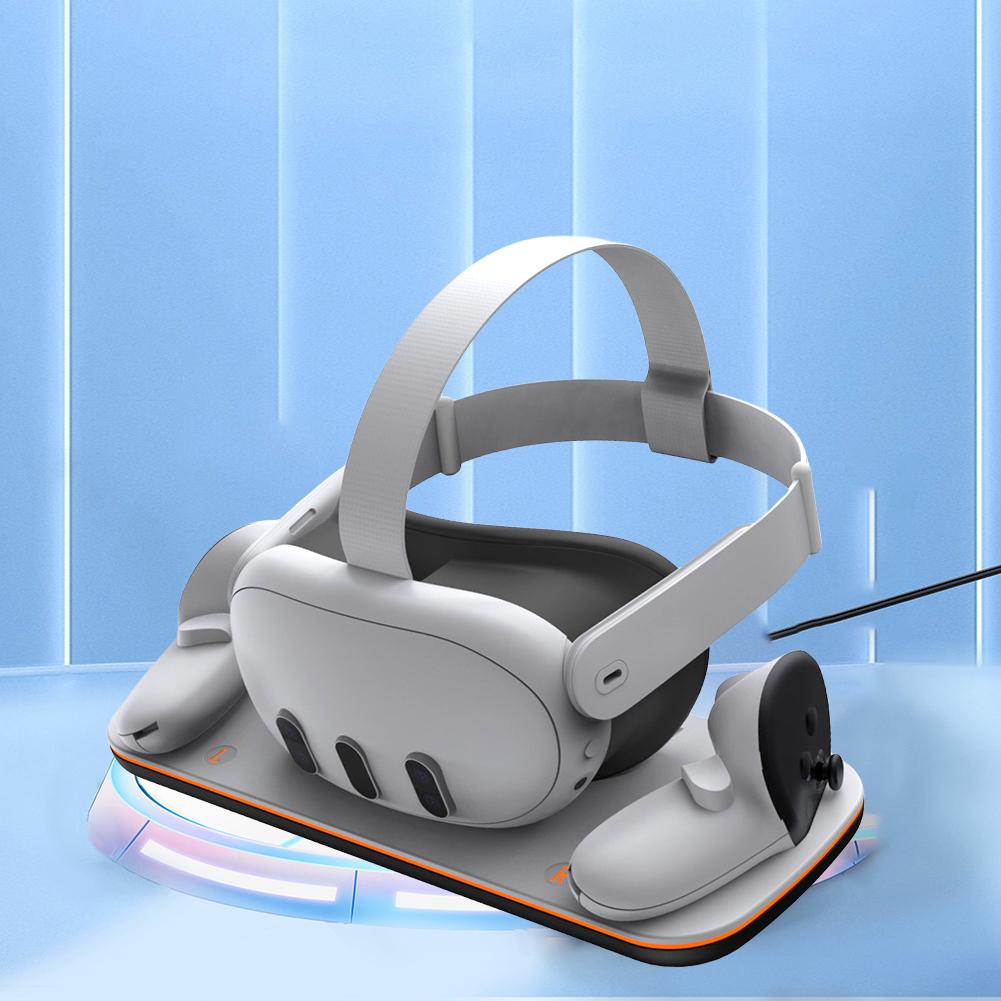 VR Headset Controller Charging Dock Helmet Fast Charging Base with 2 Rechargeable Batteries for Meta Quest 3 VR Accessories