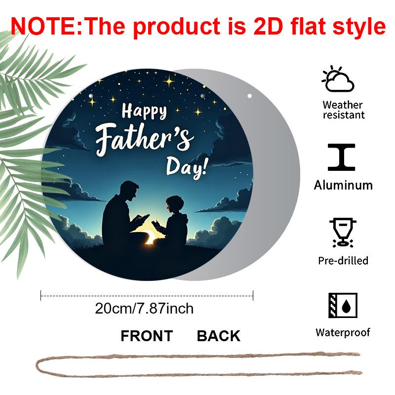 2D Flat, 1pc Father's Day Wall Sign - Aluminum Modern Decorative Art with "Happy Father's Day" Text, Waterproof & Durable, No Power Needed, Easy