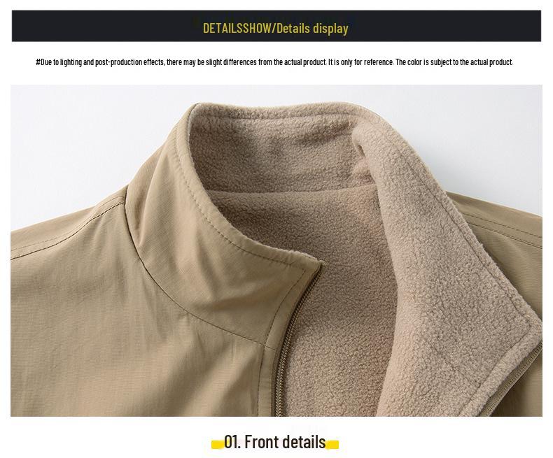 Men's Double-Sided Plush Thickened Vest, Stand-Up Collar for Outdoor, Custom Logo.