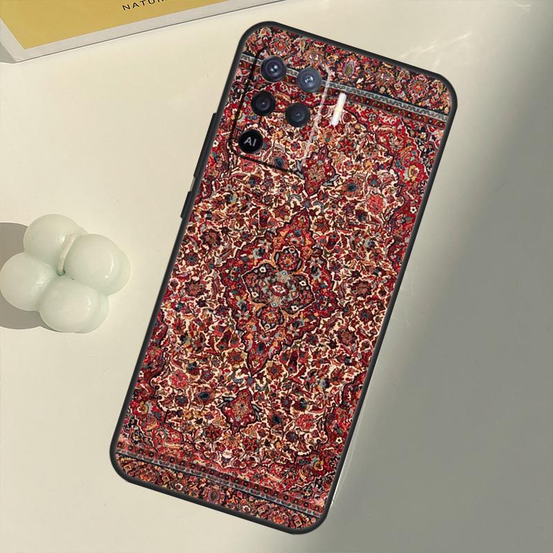 Covor persan cu model floral pentru OPPO A53 A53S 2020 A5 A9 A31 A52 A72 A94 A74 A54 A83 A91 A93 A16 A15 Coche din spate