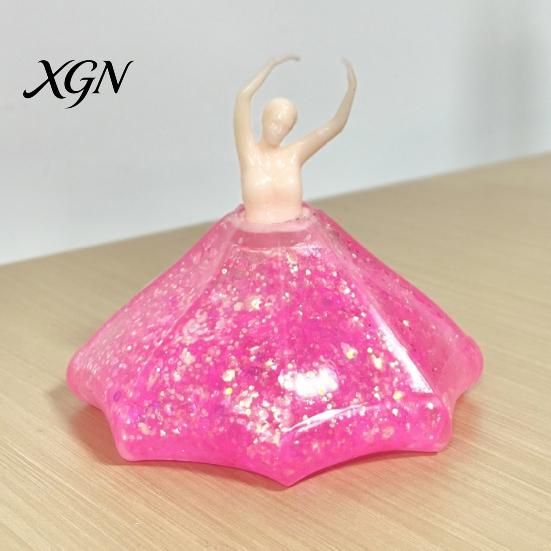 Ballettänzer Schreibtischornament Stressabbau Spielzeug, Tänzerin Knetspielzeug mit Glitzer-Dekor Kleid, Sensorisches Fidget zur Dekoration Weich