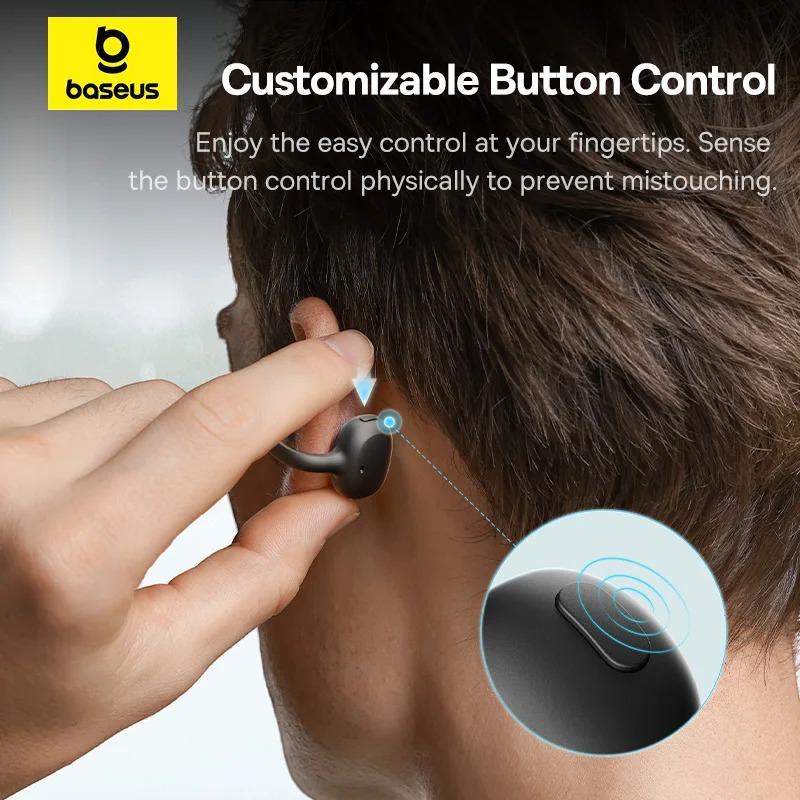 Baseus Bowie MC1 Earphones TWS Wireless Bluetooth 5.4 Open-Ear Clip Headphones Call Noise Reduction Earbuds HiFi Sports Headset