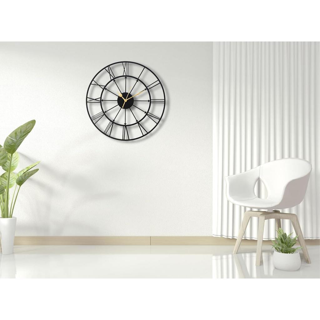 Luxurious Roman Modern Metallic Analog Wall Clock for Home, Office, Living Room, Bedroom, Kids Room and Kitchen (37 X 37 Cm) |