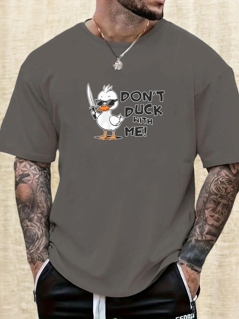 Mens DONT DUCK WITH ME Duck Print Cotton TShirt Short Sleeve Relaxed Fit Soft Breathable Classic Casual Daily Wear Trendy Top