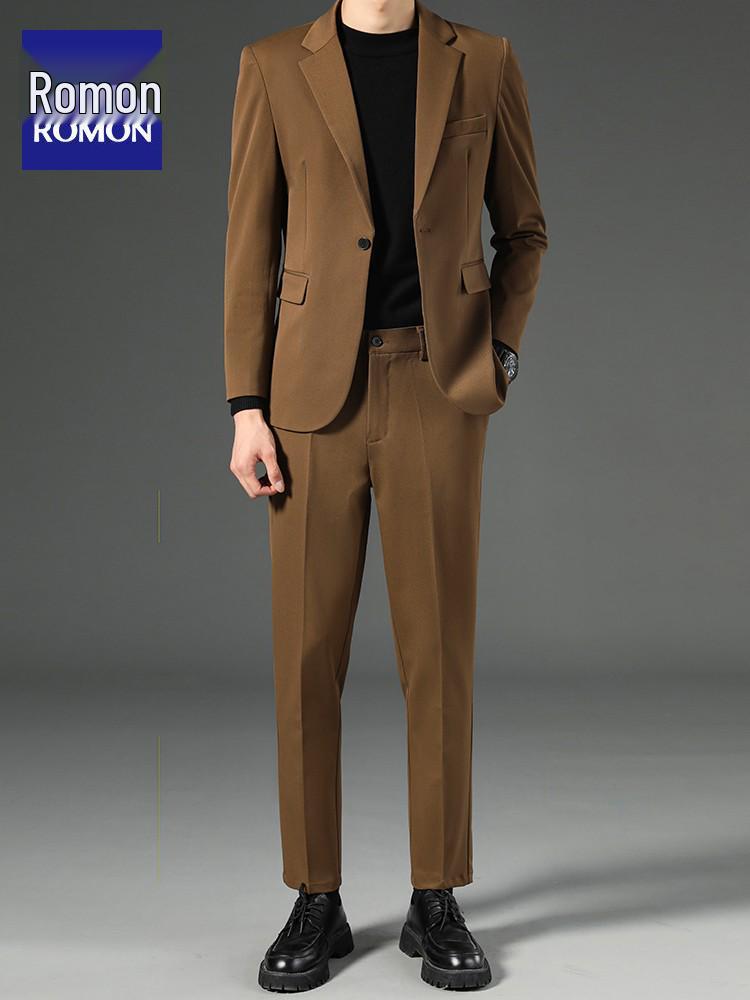 Romon Men's Two-Piece Blazer Jacket Suit: Business, Formal, Casual, Wedding Attire 2025.