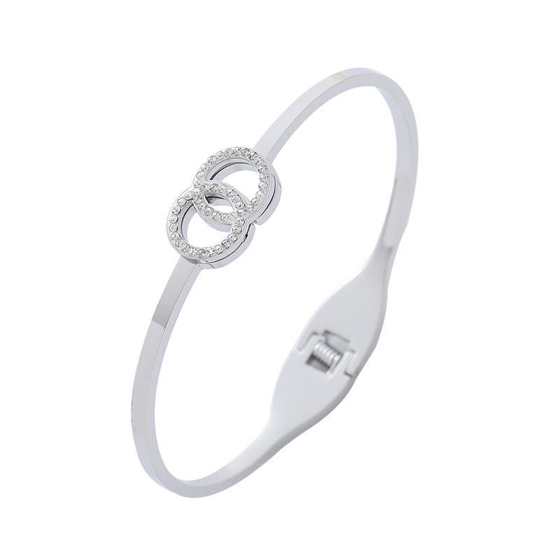 Bracelet en Acier Titane avec Strass Creux Style Européen Américain - Accessoires en Acier Inoxydable Inaltérables