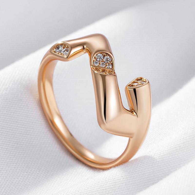 New  Rose Gold Color Unique Geometry  Rings For Women Fashion Natural Zircon Accessories Modern Party Daily Fin Jewelry