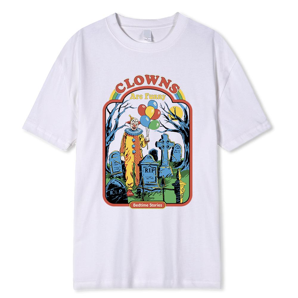 

Футболки с комиксами ужасов «Клоуны — это смешно» Сказки на ночь Хлопковая одежда с круглым вырезом Футболка в стиле хип-хоп Дышащая уличная одежда XL