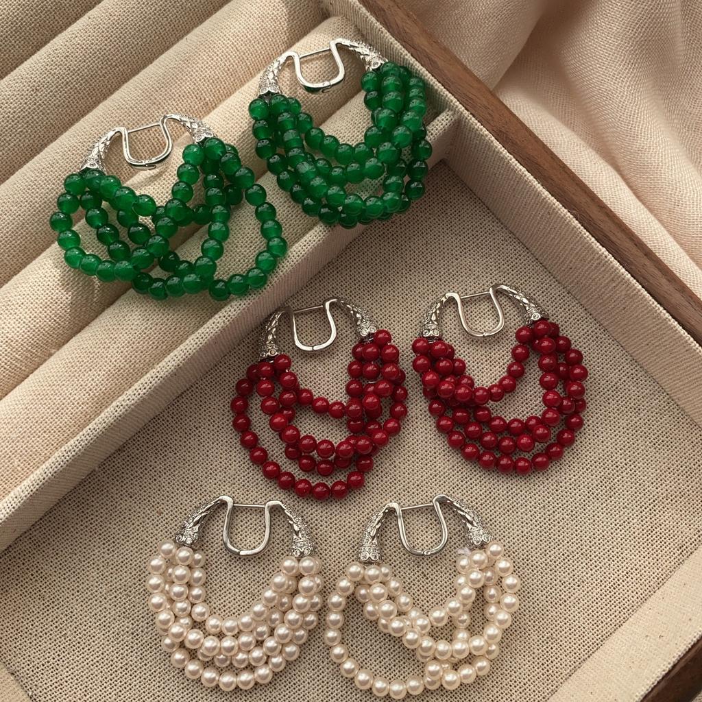 French Multi-Layer Pearl Fringed Ear Buckle Earrings, Court Style, Extravagance, Autumn And Winter Temperament, Versatile Earrings, Light Luxury