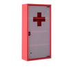 Gabinete de Medicina de Acero Rojo Montado en Pared con 3 Estantes + Puerta de Cristal de Seguridad con Cerradura 60 cm(H)
