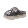 Fashion Cute Butterfly Decor Fluffy Slippers for Women Winter Thickened Warm Plush House Shoes Woman Thick Sole Pearl Indoor Slippers
