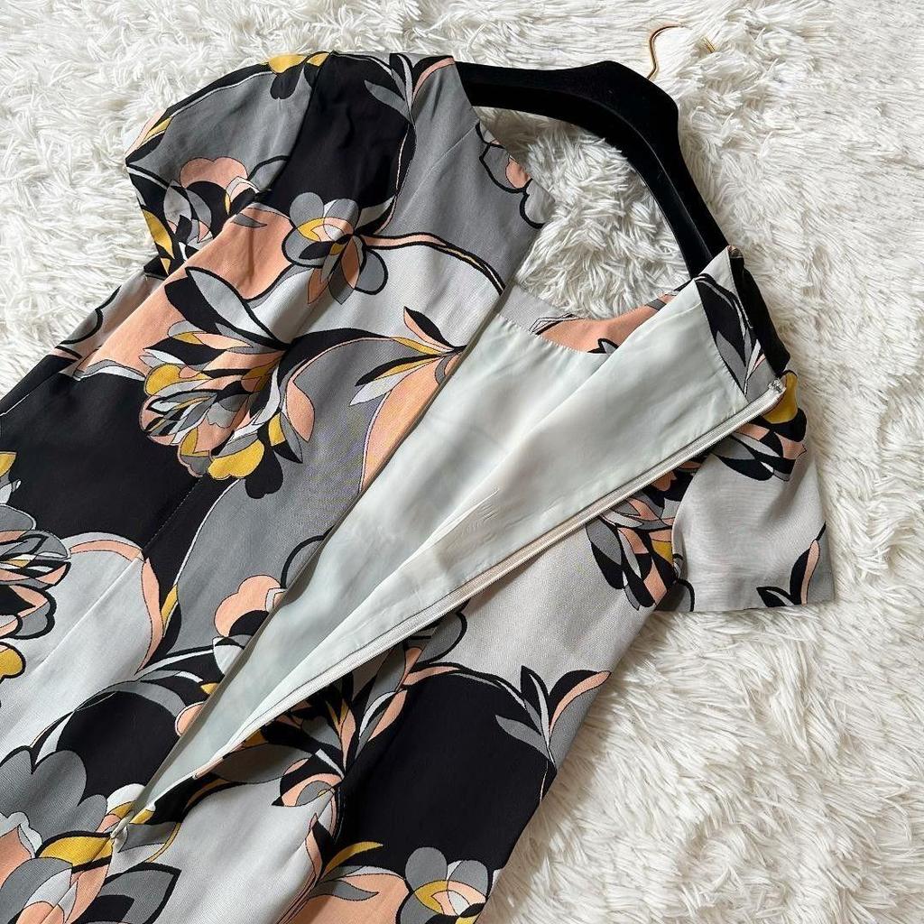 Used Aquascutum Ribbon Belt Short Sleeve Knee Length Floral Dress