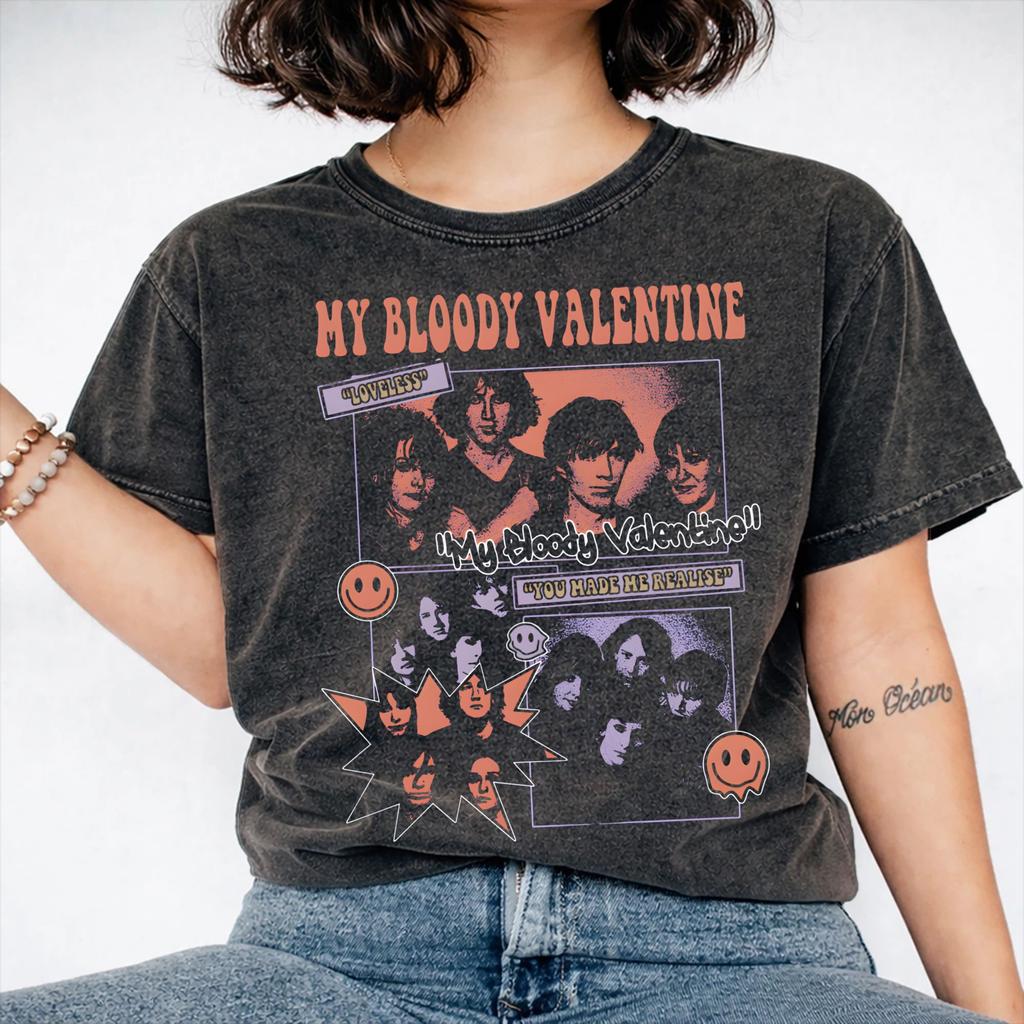 Summer My Bloody Valentine mbv band Washed T Shirts Apparel Harajuku T-Shirt for Men Women Tee Shirt