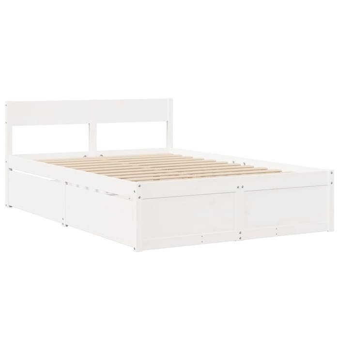 VidaXL Cadre de lit avec tiroirs blanc 120x190 cm bois pin massif, meuble de chambre à coucher, sommier, lit en bois, lit, 3282361