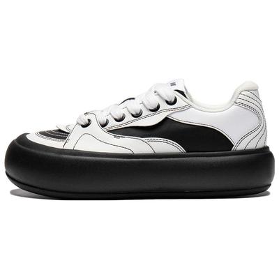 Li Ning Πλατφόρμα με Φουσκώματα Ευέλικτα Άνετα Απλά Απορρόφηση Κραδασμών Χαμηλού Προφίλ Παπούτσια Skate Γυναικεία Αθλητικά Παπούτσια Λευκό Μαύρο AZGU012-2