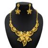 Two-Piece 24K Gold-Plated Alloy Dubai Bride Necklace Earrings Set Indian-Saudi Arabian Women's Wedding Gift for Party Occasions