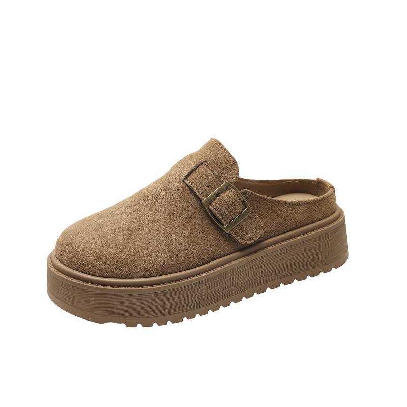 One foot on the muller bag head and half slippers for women to wear in the autumn and winter of 2025, the new thick-soled heightening retro Birkenst