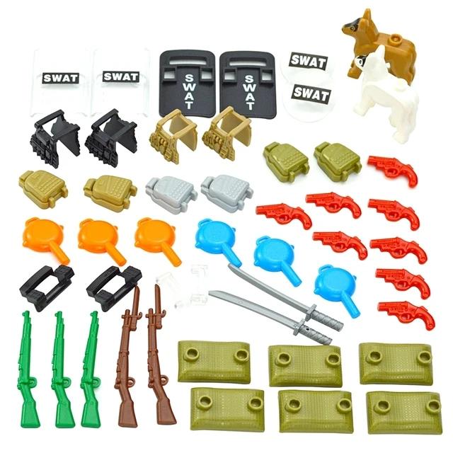 DIY Accessories Swat Weapon Soldier Guns Fence Ghillie Suits bricks WW2 Army MOC Parts Building Block Military Scene Series Toy