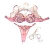 Y French Embroidered Underwire Bra Set - Ultra-thin, Sheer Three-point Lingerie 24088