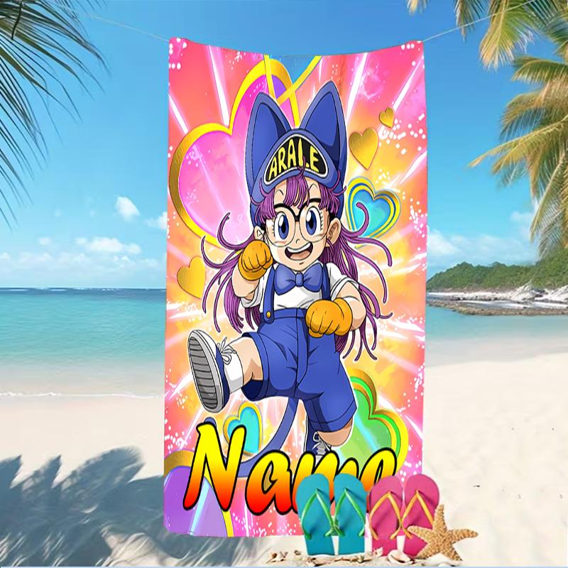 Customizable personalized beach towels Arale Norimaki themed designs.Suitable for the beach, yoga, sports;ideal as beach accessories