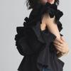 Korean Style Summer Women Stylish Blouse V Neck White Black Layered Ruffles Fashion Shirt Flying Sleeve Feminine Top