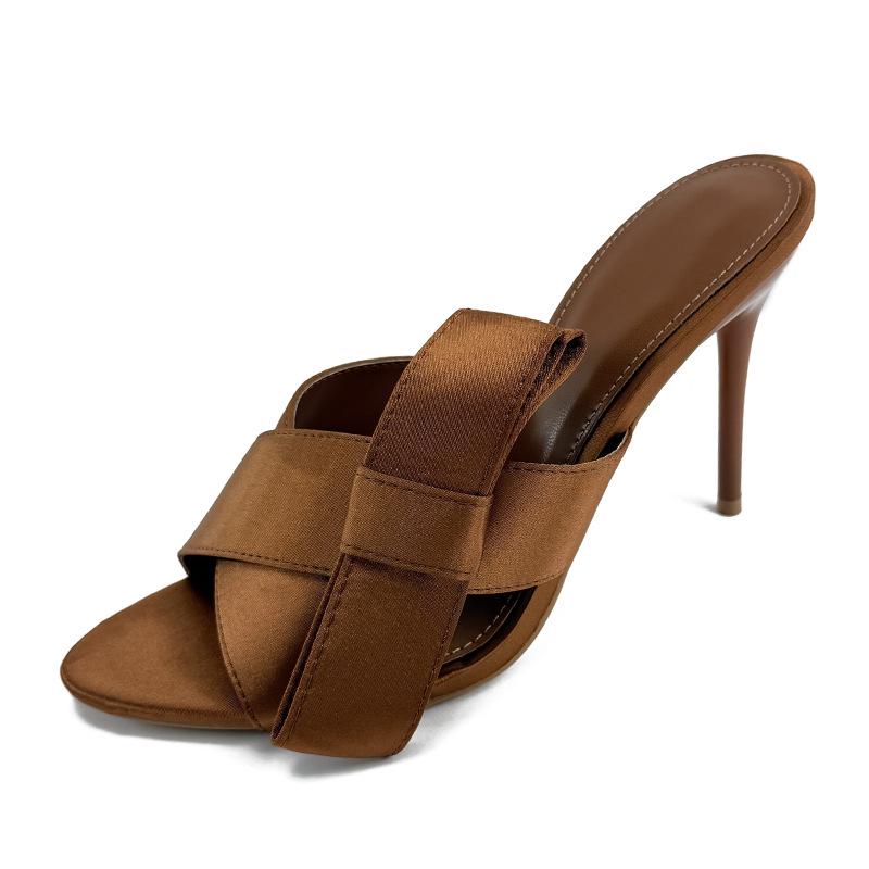 Sandales d'été pour femmes 2025 à lanières croisées et nœud papillon à talons hauts - Sandales de style féerique