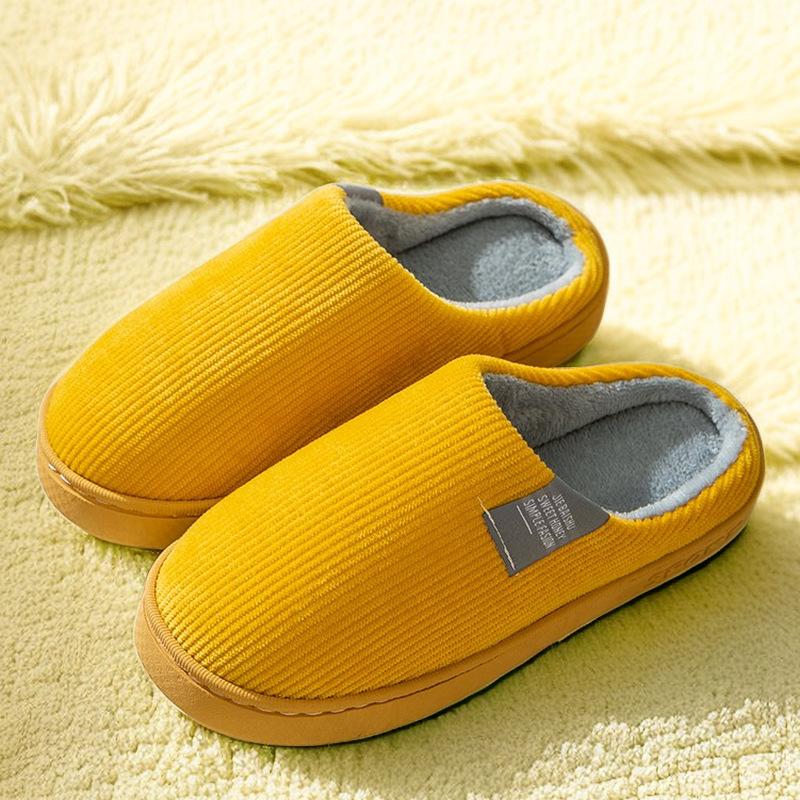 Cotton slippers women's winter home hair slippers piled warm home couple cotton shoes soft sole