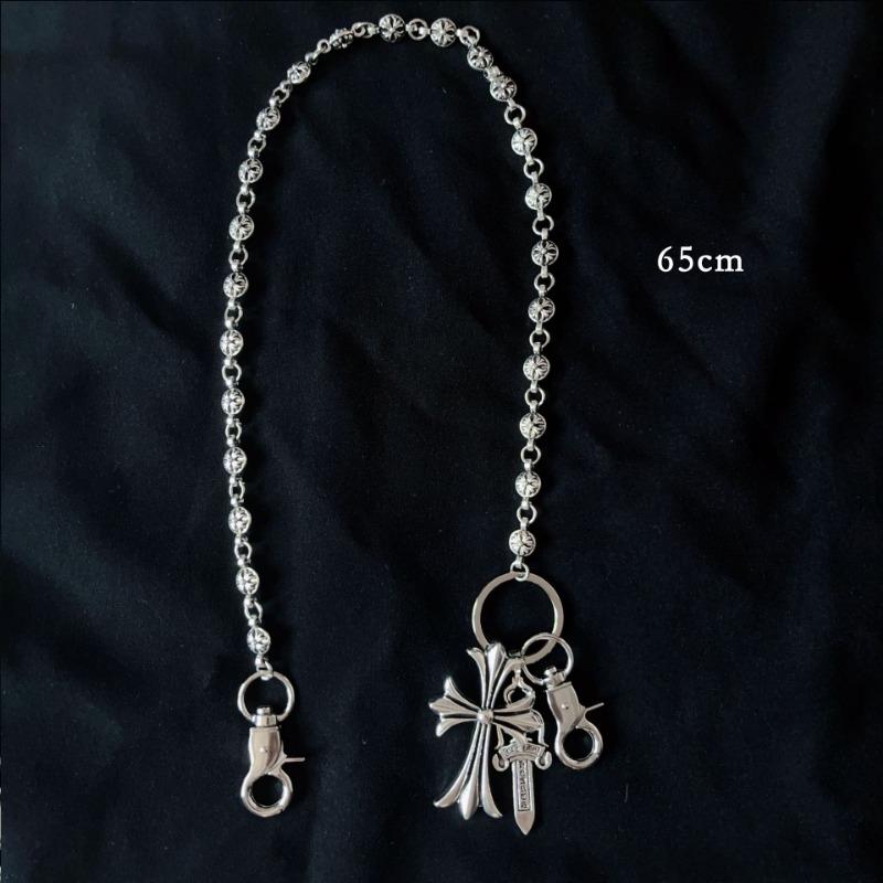 Multi-element trouser chain, bag hanging chain, sword round bead cross waist chain, lobster buckle pendant jeans chain