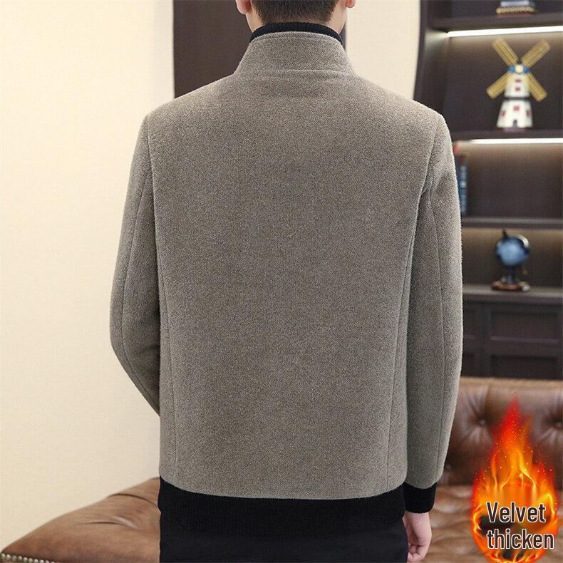 2025 Men's Gold Sable Velvet Thickened Chenille Lapel Jacket for Middle-Aged & Young Casual Wear
