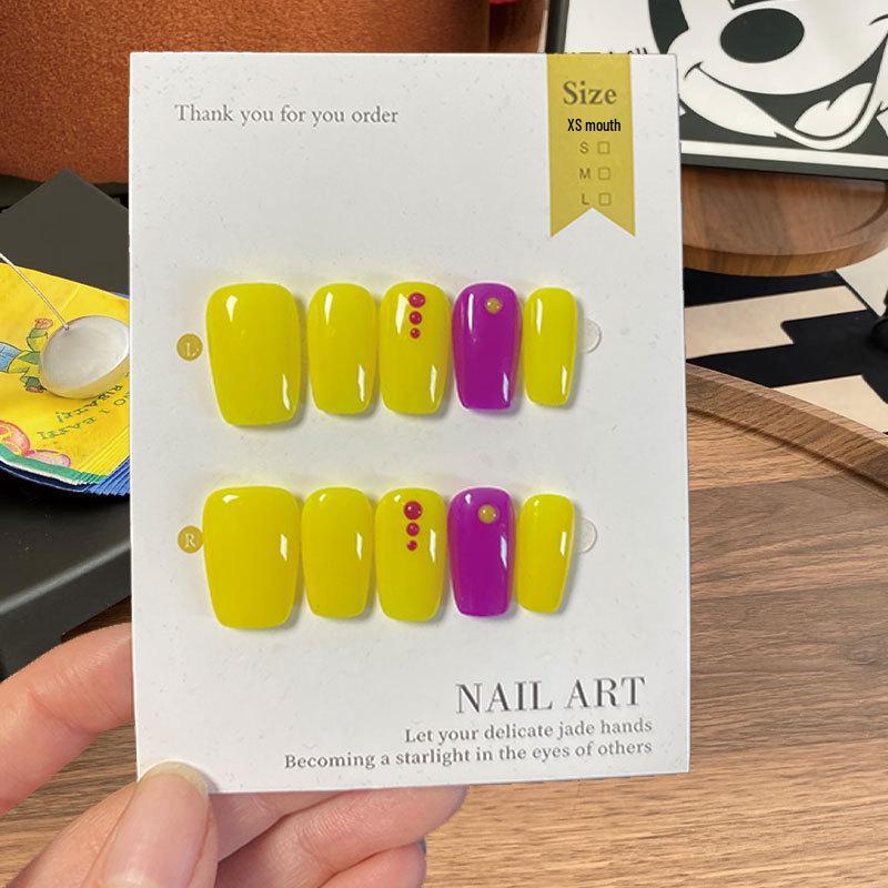 

Handcrafted Nude Square Wearable Nails - Reusable Summer Solid Color Fake Nails Medium M