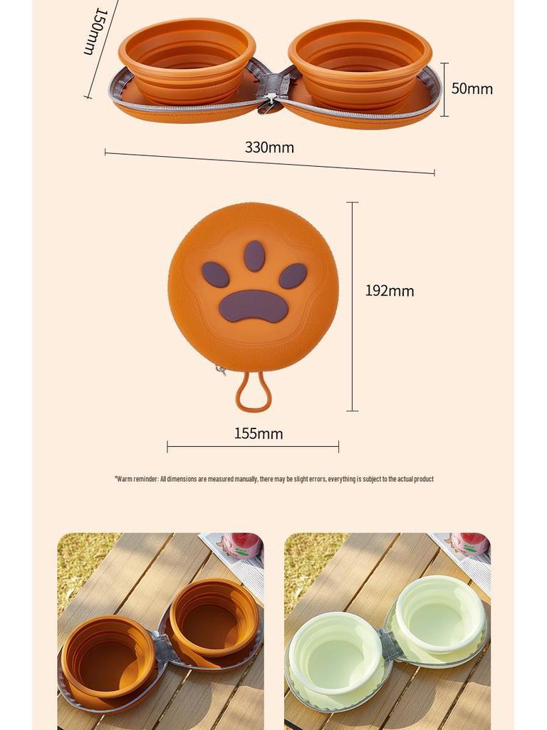 New Foldable Double Dog Bowl: Integrated Design for Outdoor Pet Feeding