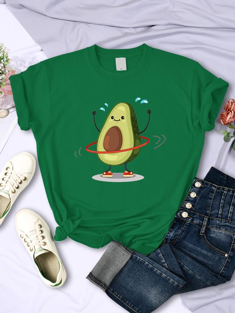 

Фрукт Авокадо Занимаюсь спортом Женские футболки Хип-хоп Харадзюку Короткий рукав Мягкая Дышащая Футболка Одежда Летние Повседневные Женские Топы 4XL