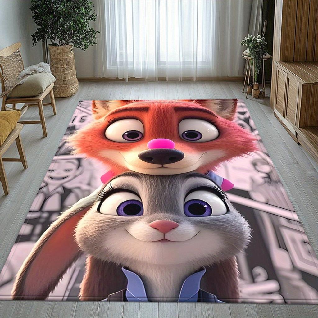 Nick and Judy Characters (Zootopia) Official HD Printed Door Mat - Heavy-Duty Non-Slip Bathroom Mat, Machine Washable Absorben