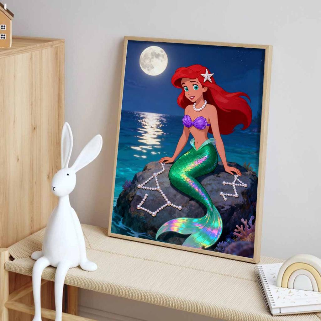 Disney Diamond Painting Kit The Little Mermaid Ariel 5D DIY Home Bedroom Wall Decor Handmade Holiday Gift