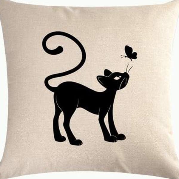 Kitten Gift Pillowcase Cute Pet Printed Linen Pillow Cushion Cover Bedside Living Room