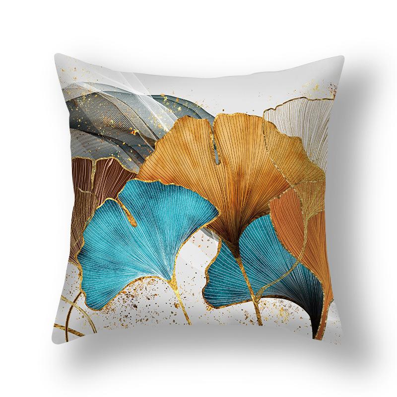 Short Plush Pillowcase, Simple and Versatile Ginkgo Leaf Pillow, Modern Decorative Sofa Pillow, Cushion