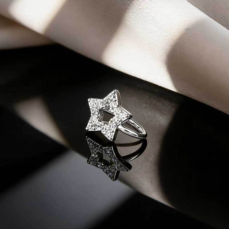 Windfreier Nasenpiercing-Ring, Einfacher Kupfer-Mikro-Eingelegter Zirkon Schmetterling Filigran U-förmiger Nasenclip, Trendiger Cooler Nasenschmuck